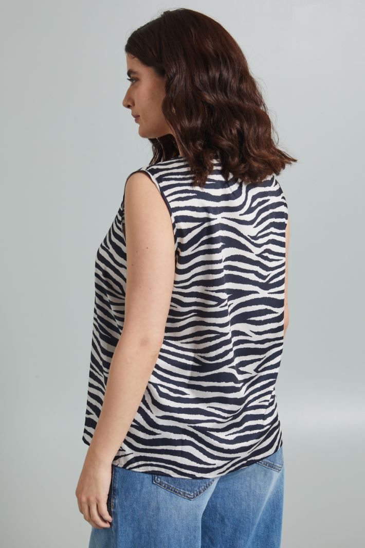 Top in twill stampato - NERO AVORIO - Fashion Market - 4