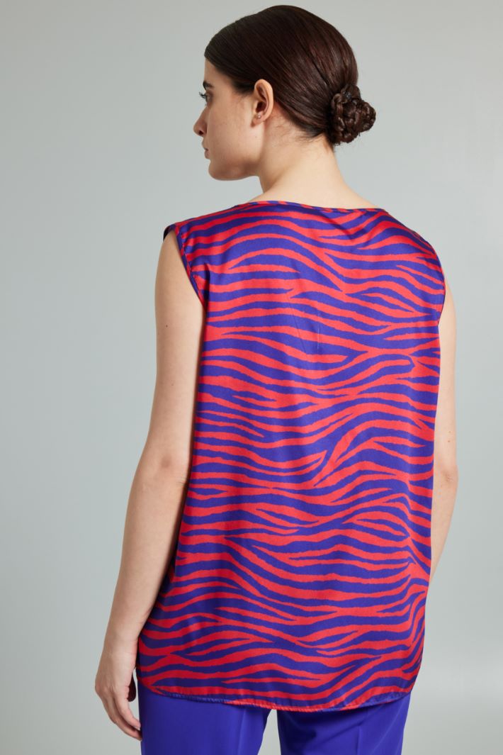 Top in twill stampato - VIOLA ROSSO - Fashion Market - 4