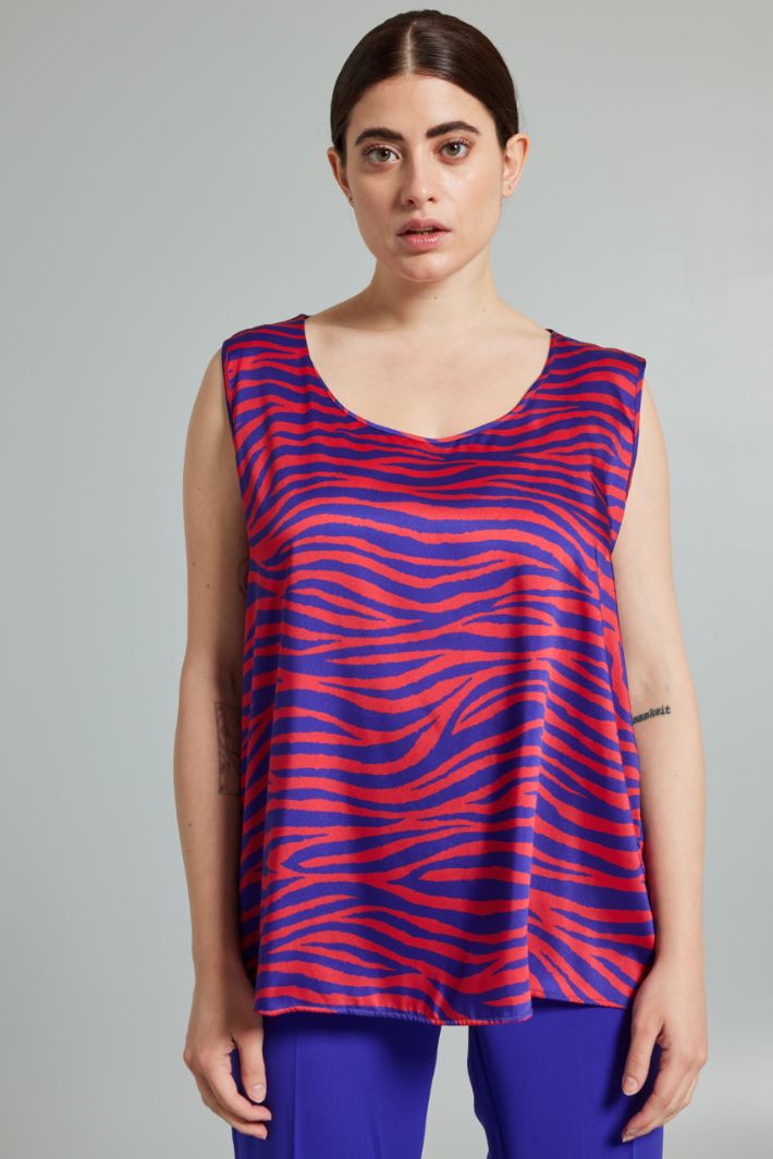 Top in twill stampato - VIOLA ROSSO - Fashion Market - 2