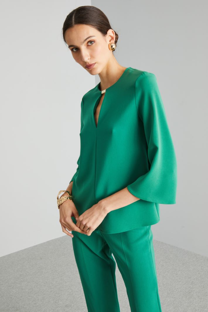 Blusa con passante in metallo - VERDE SMERALDO - Fashion Market - 2