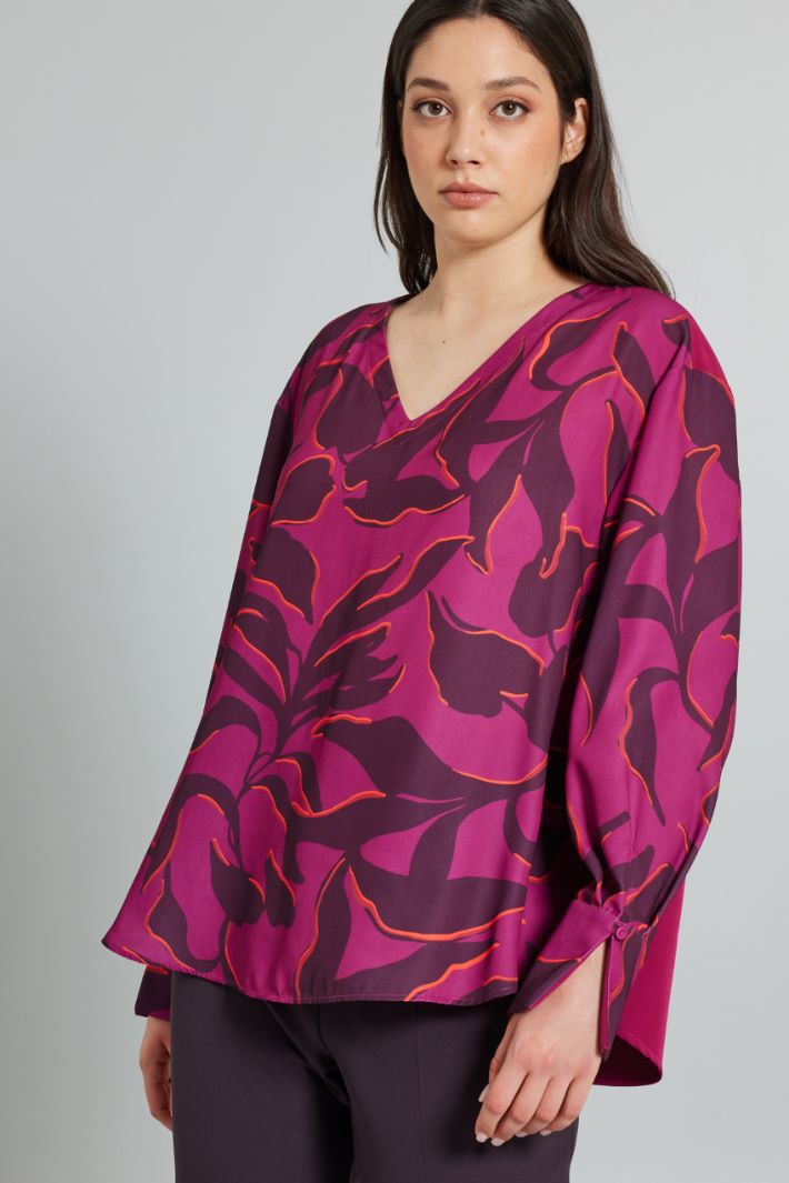Blusa in cady fluido - CICLAMINO BORGOGNA - Fashion Market - 2
