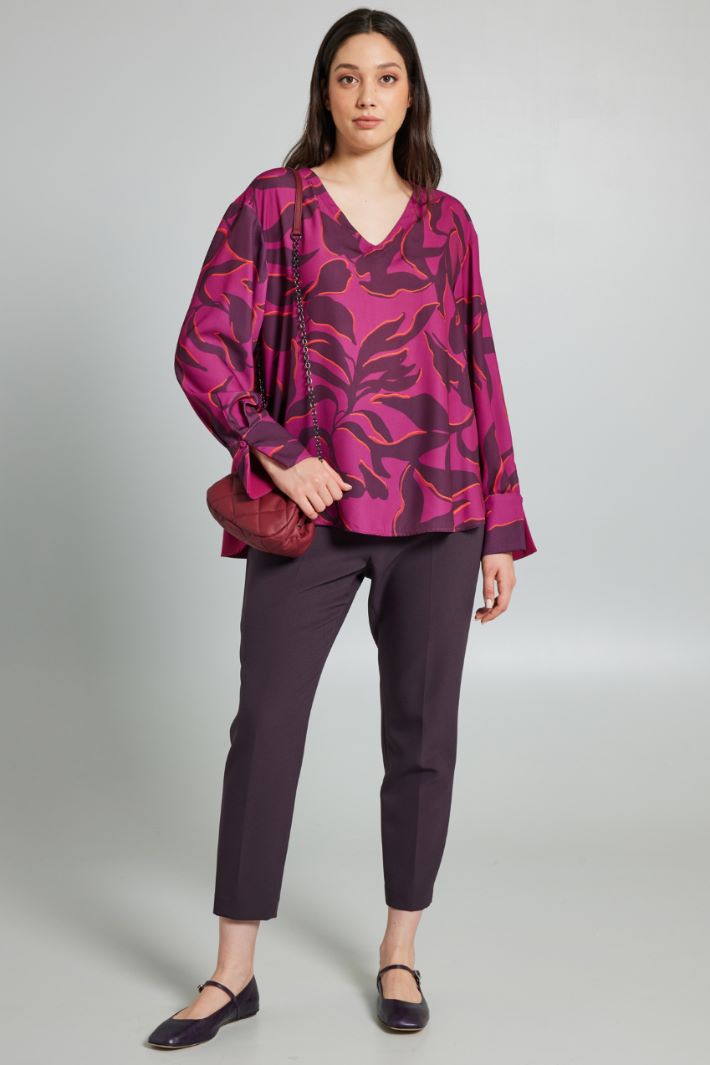 Blusa in cady fluido - CICLAMINO BORGOGNA - Fashion Market