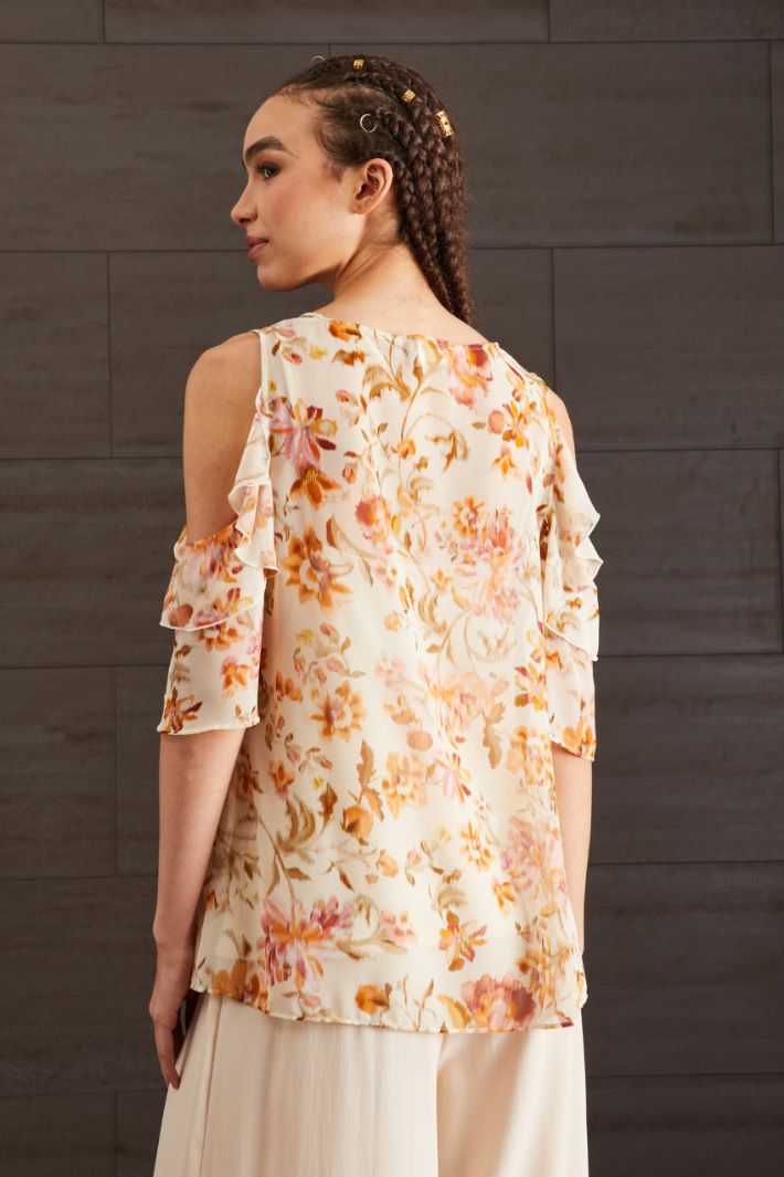Top in georgette - CREMA ROSA ARANCIONE - Fashion Market - 4