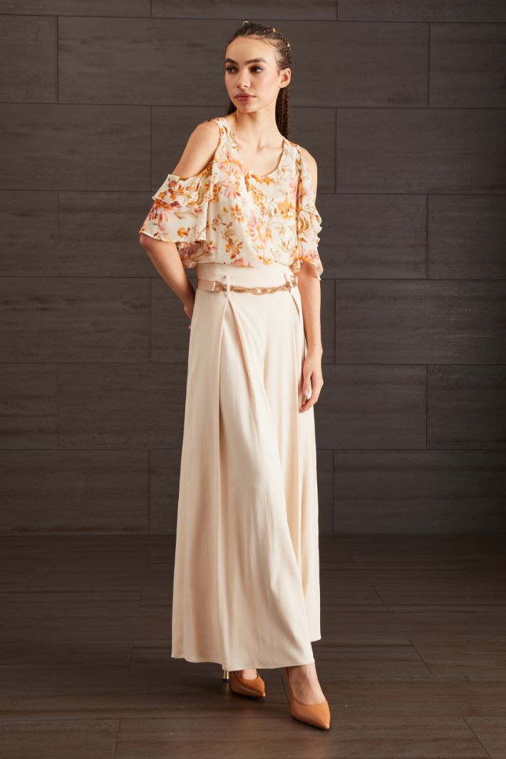 Top in georgette - CREMA ROSA ARANCIONE - Fashion Market