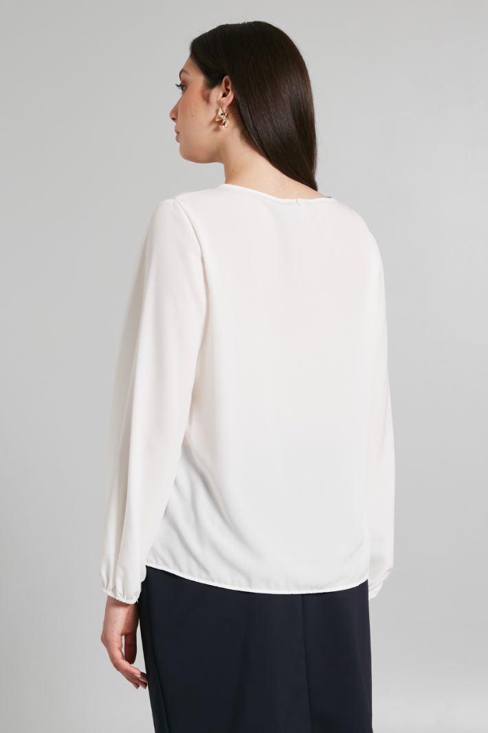 Blusa con foulard - BIANCO - Fashion Market - 4