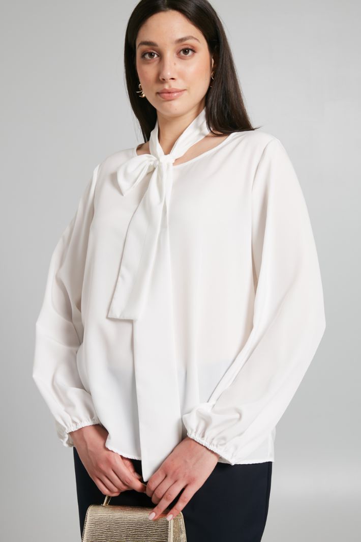 Blusa con foulard - BIANCO - Fashion Market - 2