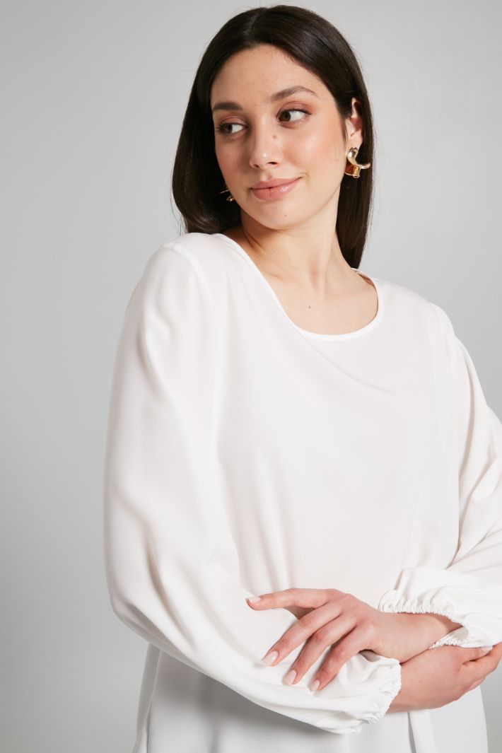 Blusa con foulard - BIANCO - Fashion Market - 3
