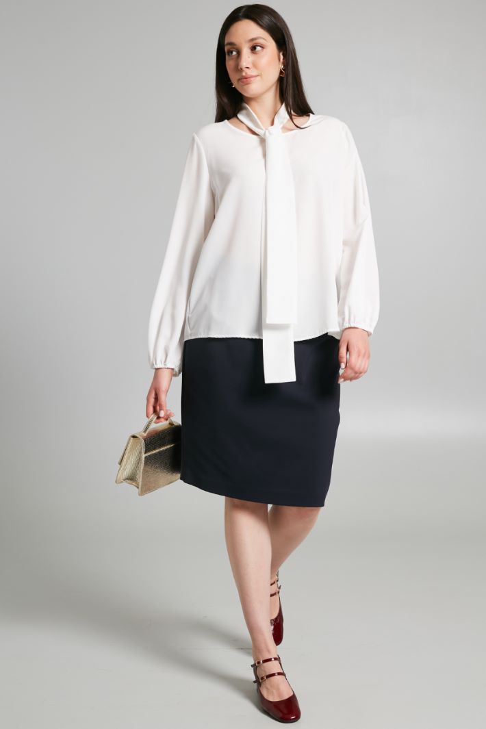 Blusa con foulard - BIANCO - Fashion Market
