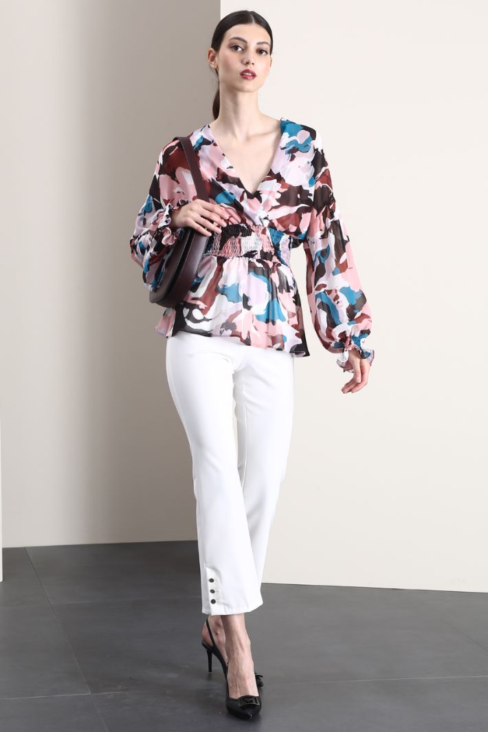 Blusa con maniche a sbuffo - ROSA - Fashion Market - 4