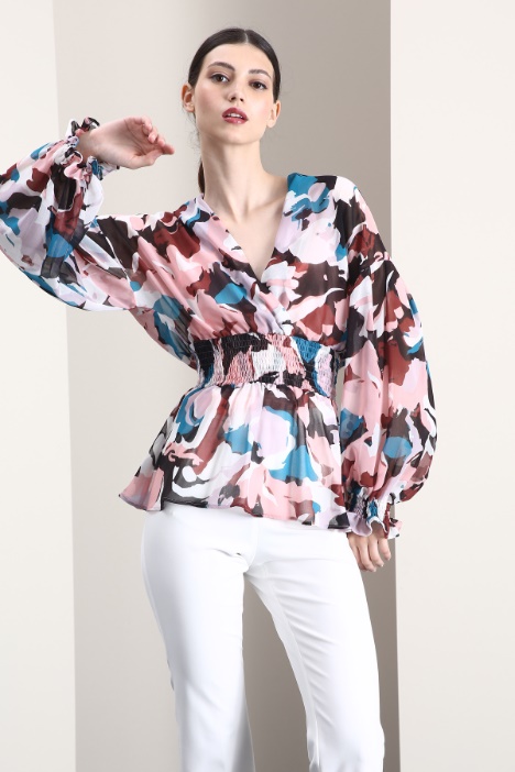 Blusa con maniche a sbuffo - Fashion Market