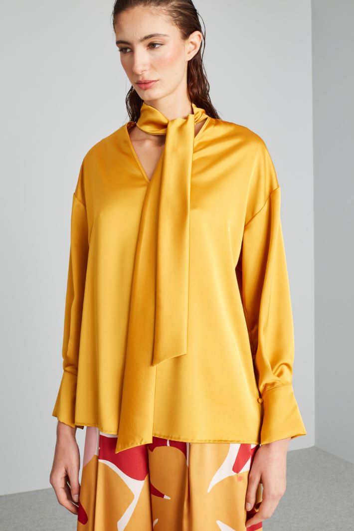 Blusa ampia in raso - SENAPE - Fashion Market - 2