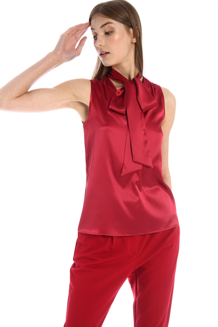 Top con collo a foulard - ROSSO - Fashion Market - 4