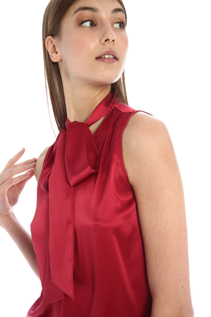 Top con collo a foulard - ROSSO - Fashion Market - 2