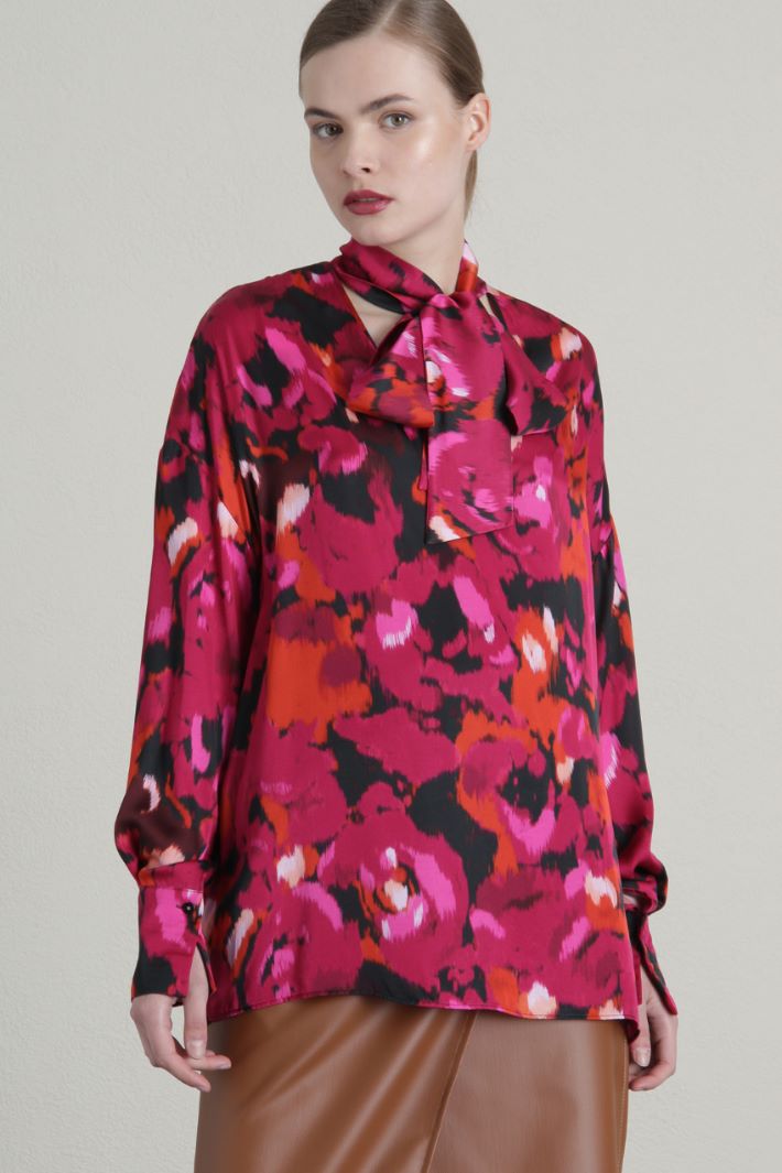 Blusa in raso di viscosa - FUXIA NERO - Fashion Market - 4