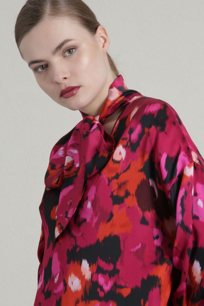 Blusa in raso di viscosa - FUXIA NERO - Fashion Market - 3