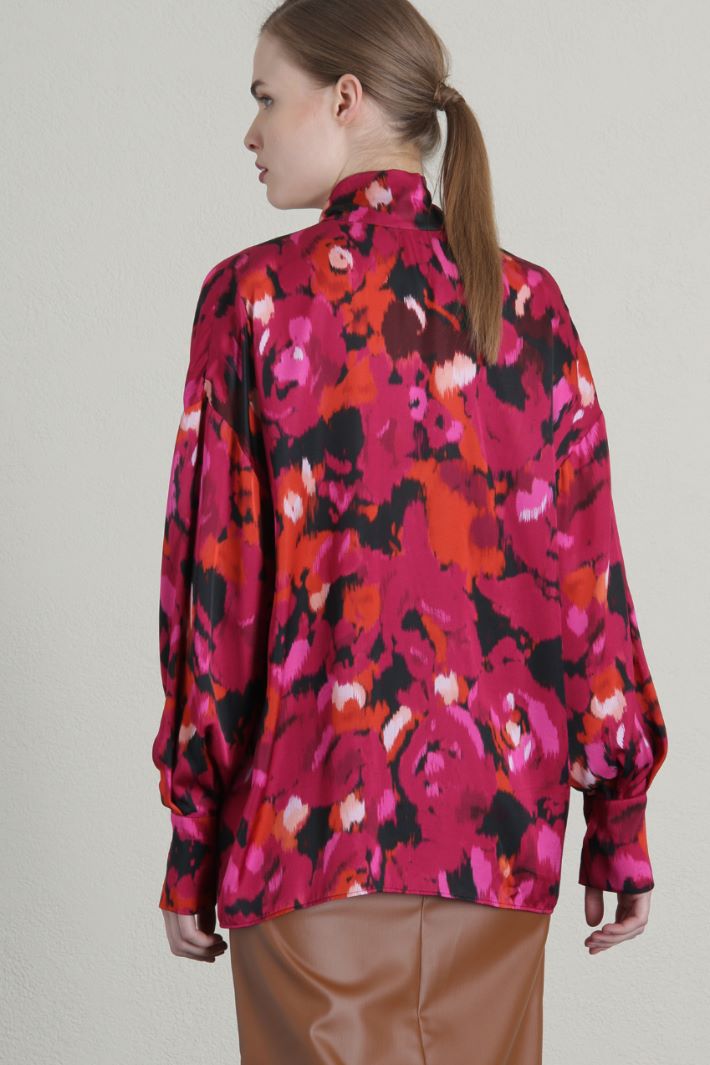 Blusa in raso di viscosa - FUXIA NERO - Fashion Market - 2