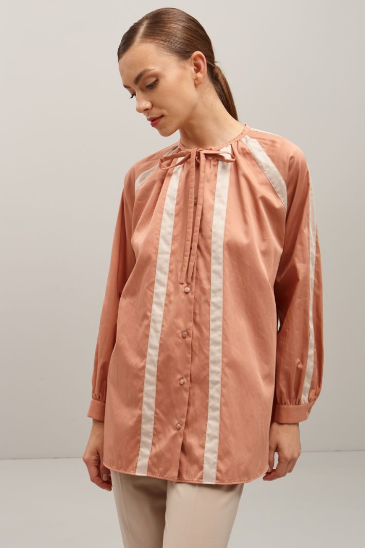 Camicia in raso di cotone - ROSA  ECRU - Fashion Market - 2