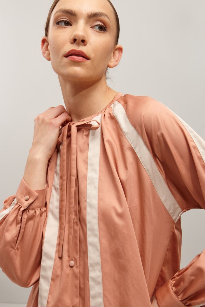 Camicia in raso di cotone - ROSA  ECRU - Fashion Market - 3