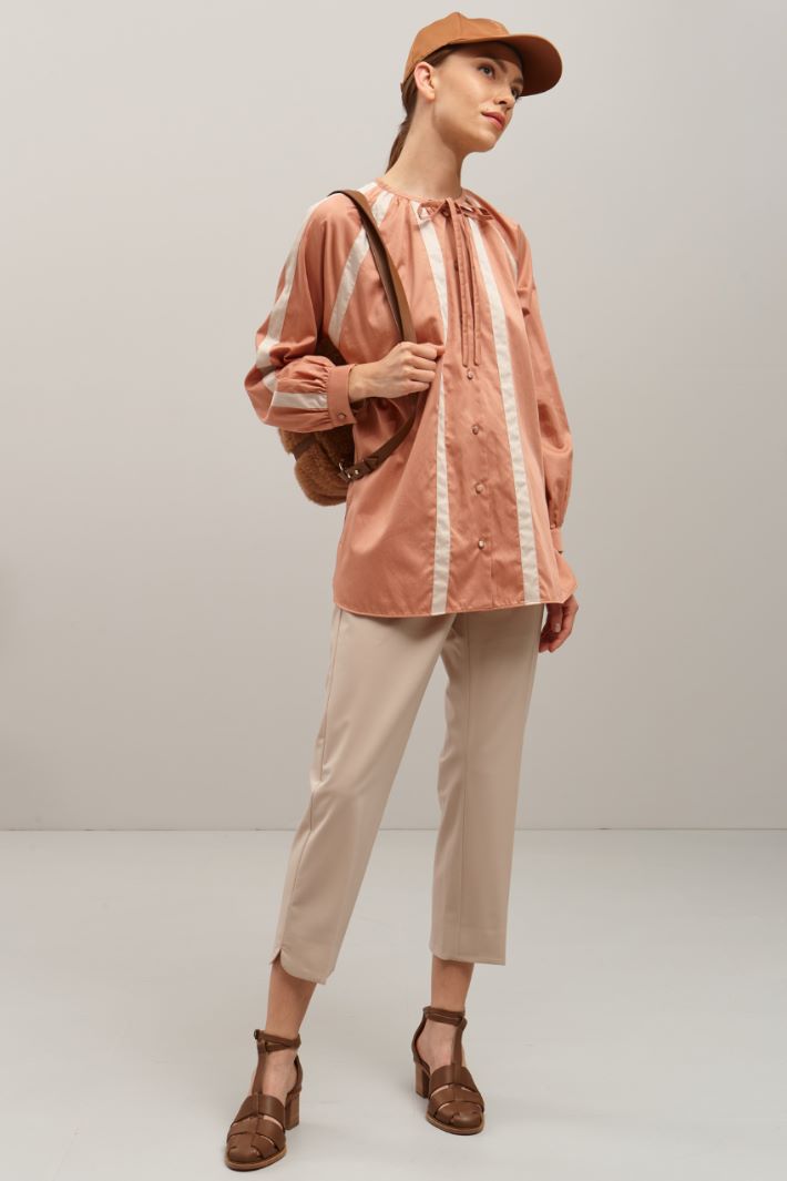 Camicia in raso di cotone - ROSA  ECRU - Fashion Market