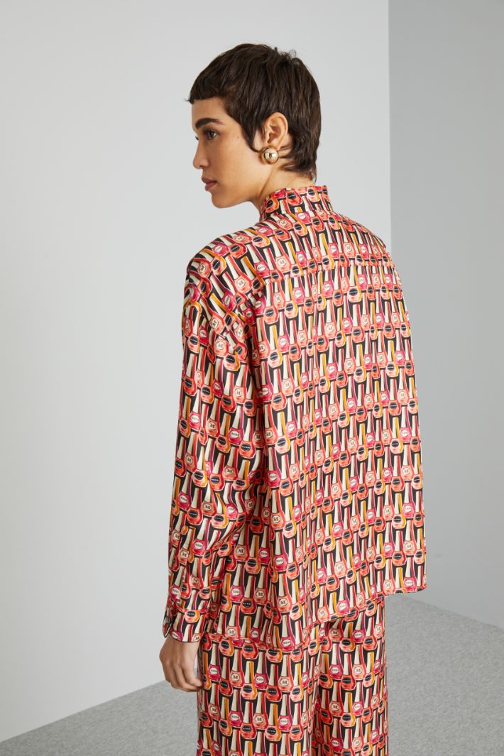Camicia in twill a fantasia - ROSA NERO - Fashion Market - 4