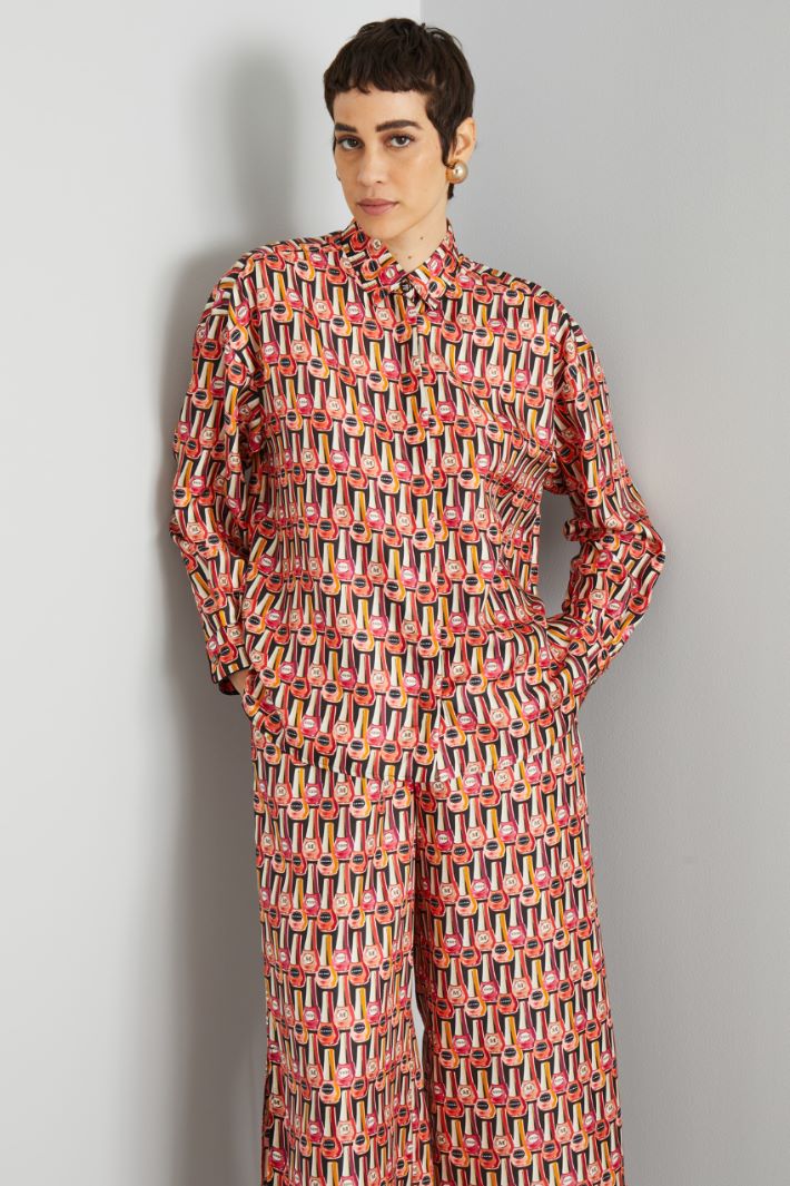 Camicia in twill a fantasia - ROSA NERO - Fashion Market - 2