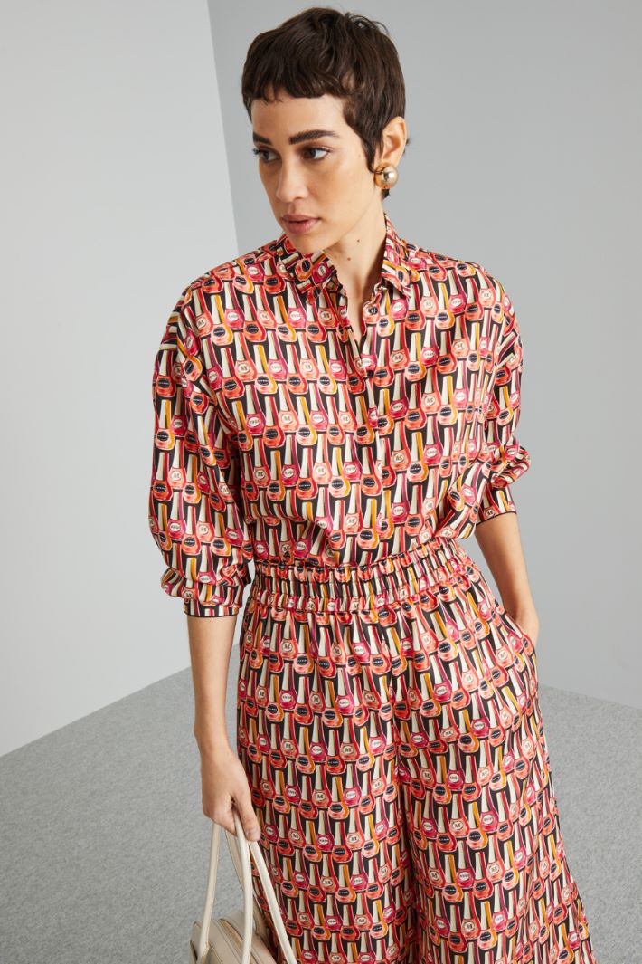 Camicia in twill a fantasia - ROSA NERO - Fashion Market - 3