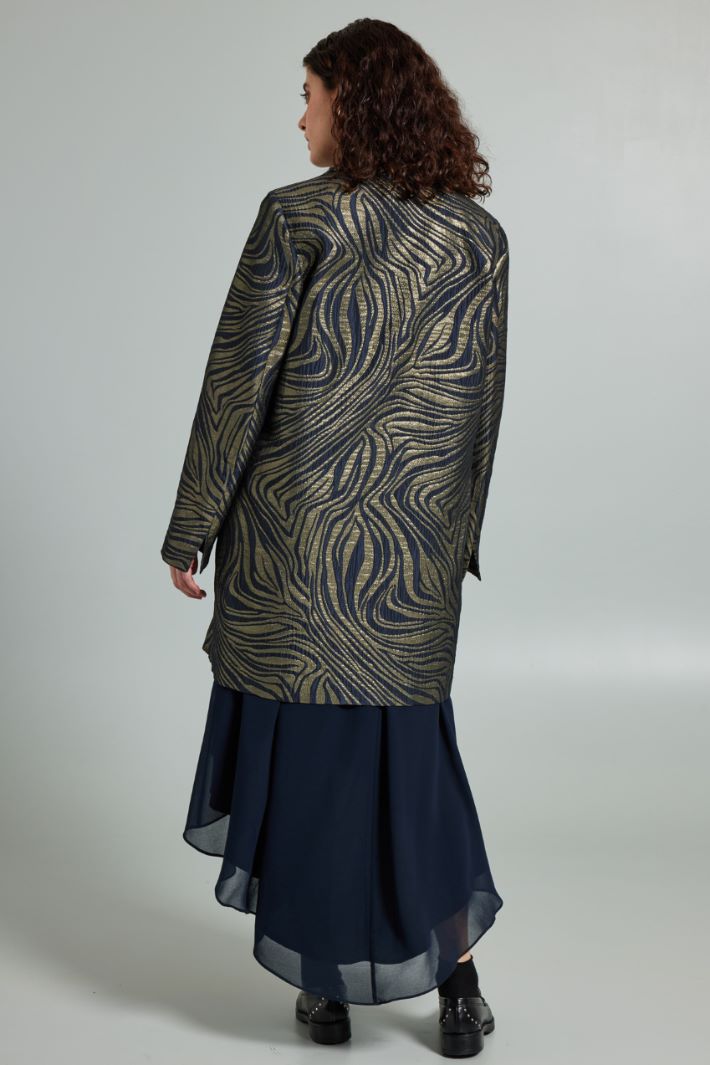 Soprabito in jacquard lamè - BLU NAVY ORO - Fashion Market - 4