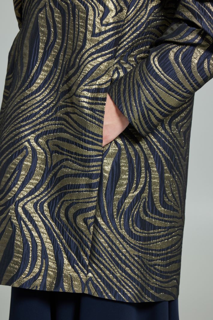 Soprabito in jacquard lamè - BLU NAVY ORO - Fashion Market - 3