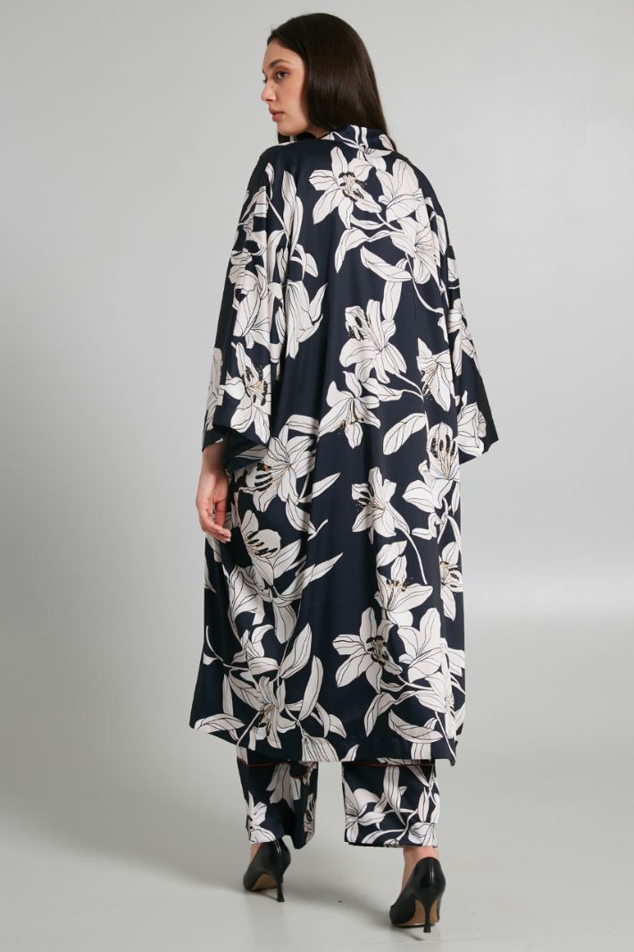 Spolverino in twill stampato - BLU NOTTE AVORIO - Fashion Market - 4
