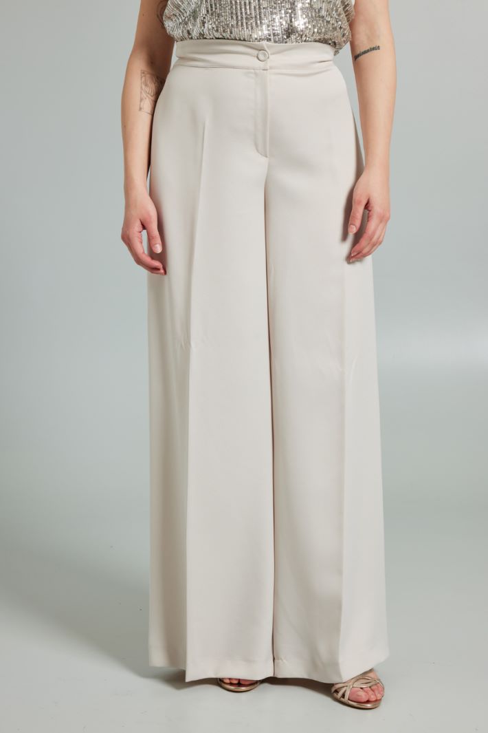 Pantaloni ampi in raso - AVORIO - Fashion Market - 2