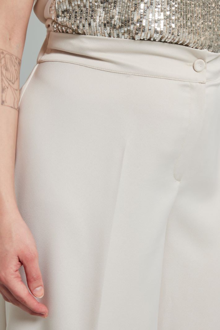 Pantaloni ampi in raso - AVORIO - Fashion Market - 3
