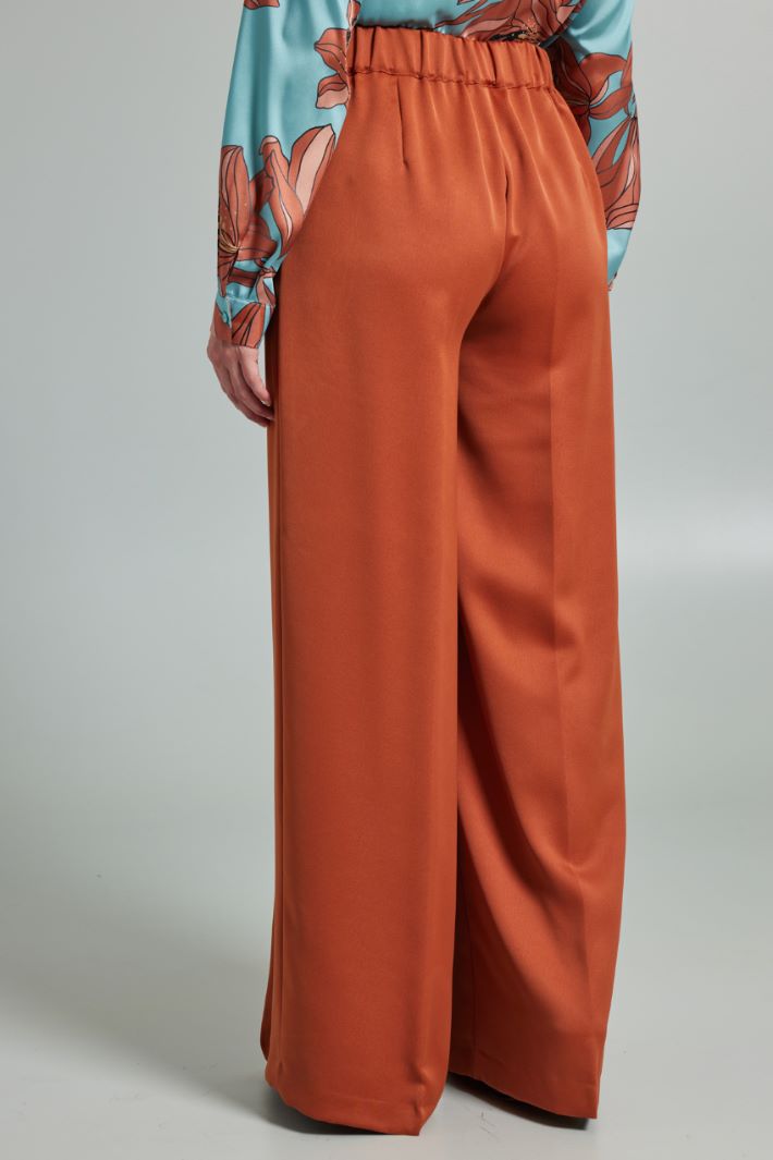 Pantaloni ampi in raso - TERRACOTTA - Fashion Market - 4