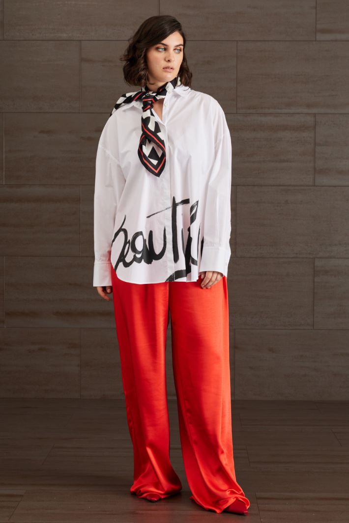 Pantaloni in raso - ROSSO FUOCO - Fashion Market