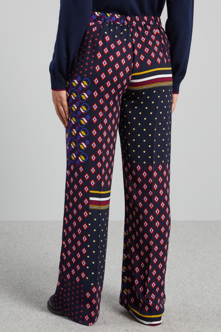 Pantaloni in cady stampato - BLU NOTTE ARANCIONE - Fashion Market - 4