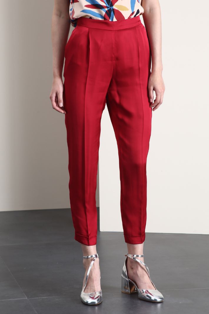Pantaloni baggy in raso - BORDEAUX - Fashion Market - 4
