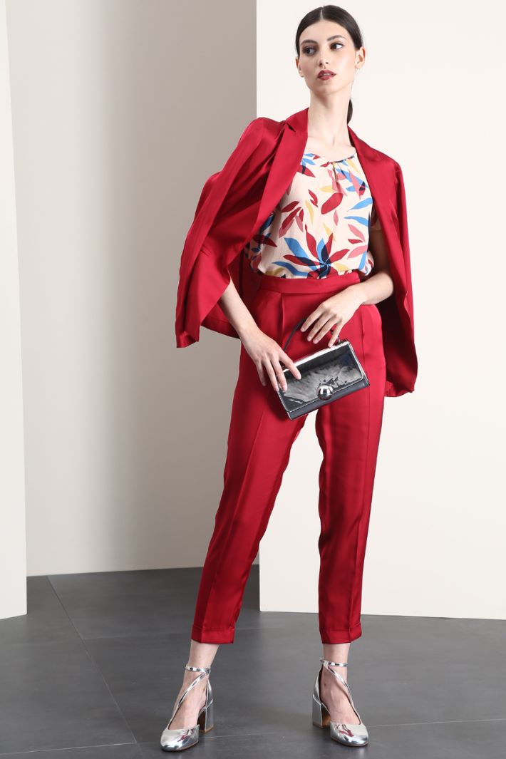 Pantaloni baggy in raso - BORDEAUX - Fashion Market