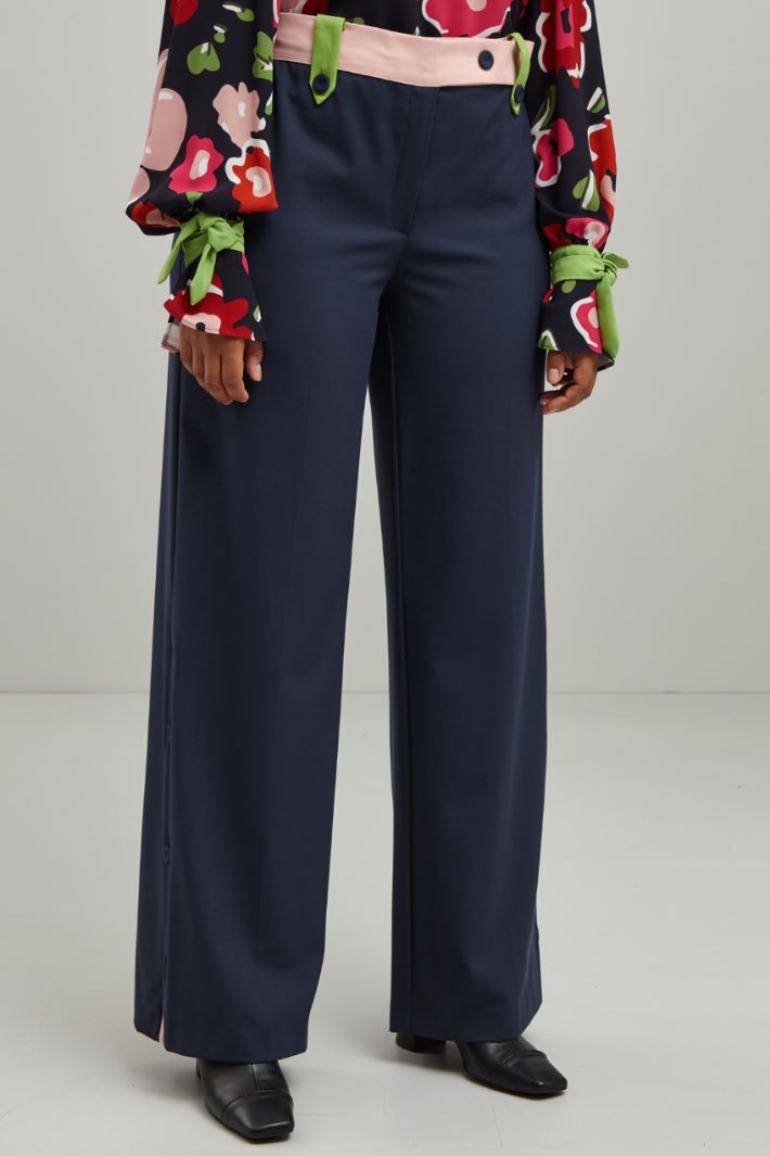 Pantaloni in viscosa - BLU ROSA VERDE - Fashion Market - 2