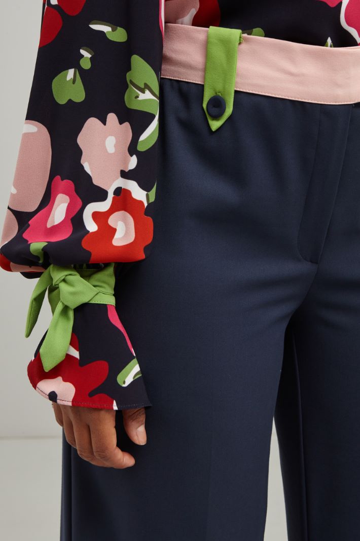 Pantaloni in viscosa - BLU ROSA VERDE - Fashion Market - 3