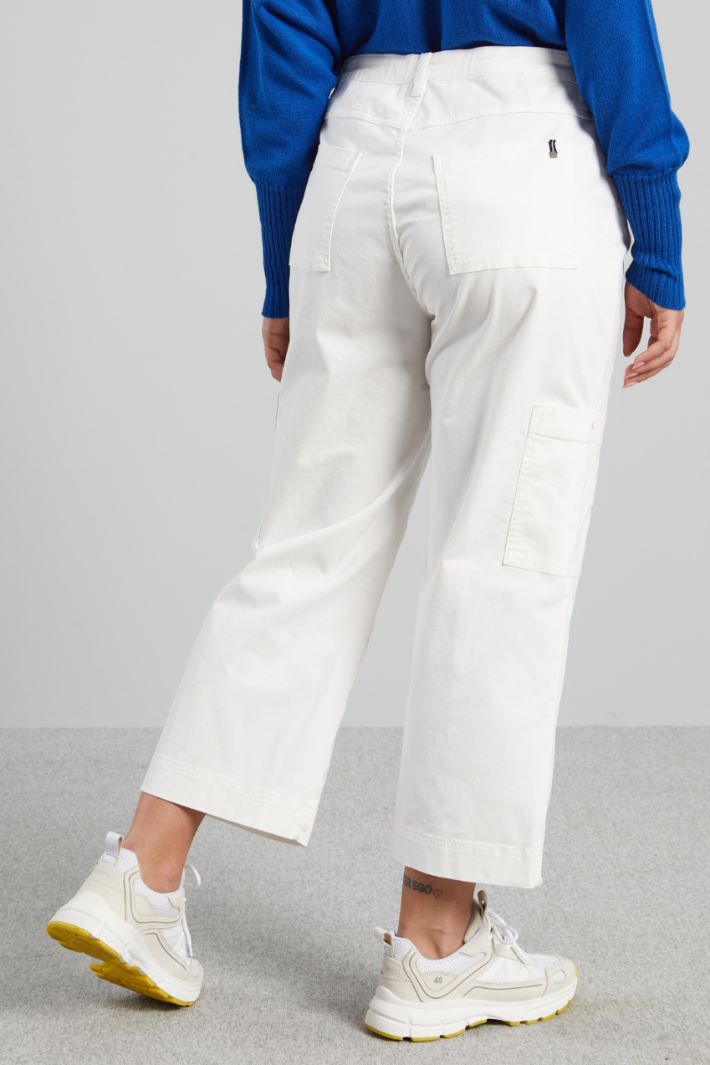 Pantaloni in raso di cotone - BIANCO - Fashion Market - 4