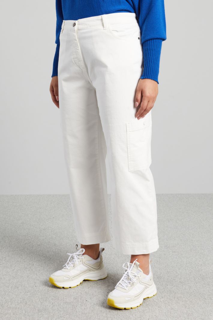 Pantaloni in raso di cotone - BIANCO - Fashion Market - 2