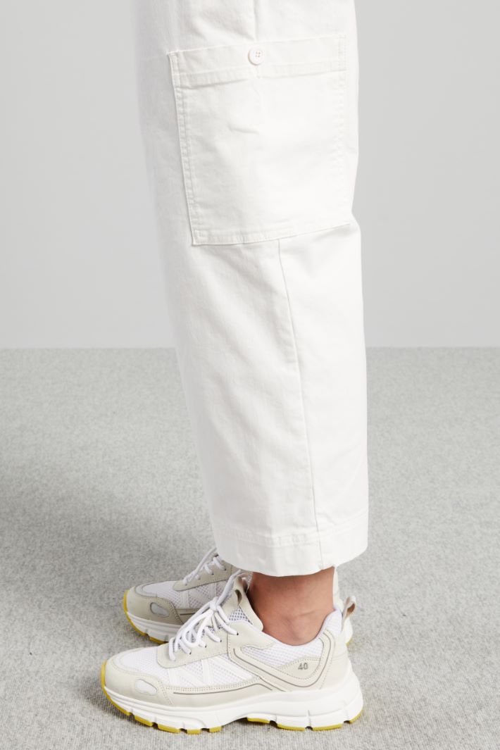 Pantaloni in raso di cotone - BIANCO - Fashion Market - 3