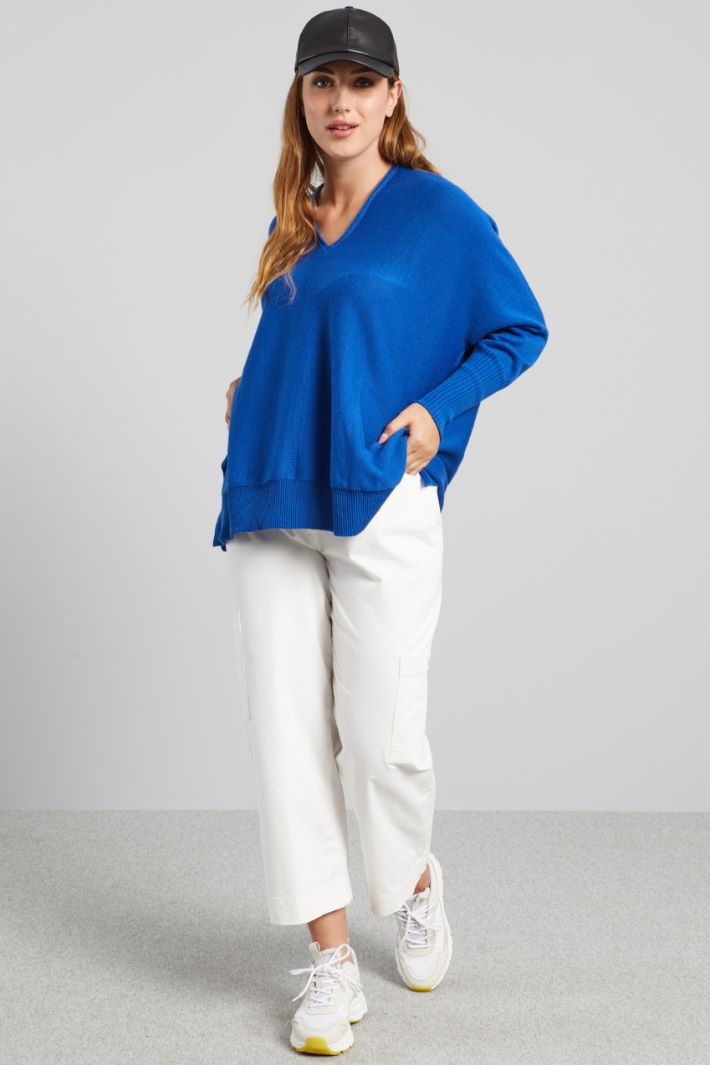 Pantaloni in raso di cotone - BIANCO - Fashion Market