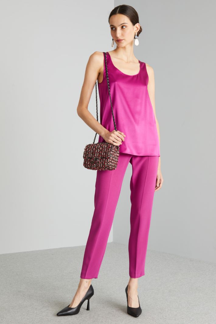 Pantaloni slim in cady - CICLAMINO - Fashion Market
