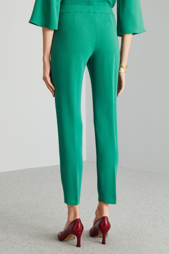 Pantaloni slim in cady - VERDE SMERALDO - Fashion Market - 4