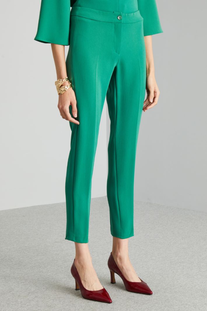 Pantaloni slim in cady - VERDE SMERALDO - Fashion Market - 2