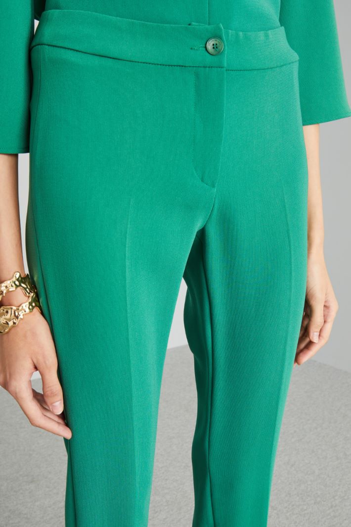 Pantaloni slim in cady - VERDE SMERALDO - Fashion Market - 3