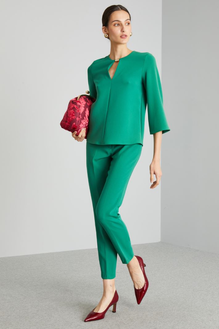 Pantaloni slim in cady - VERDE SMERALDO - Fashion Market