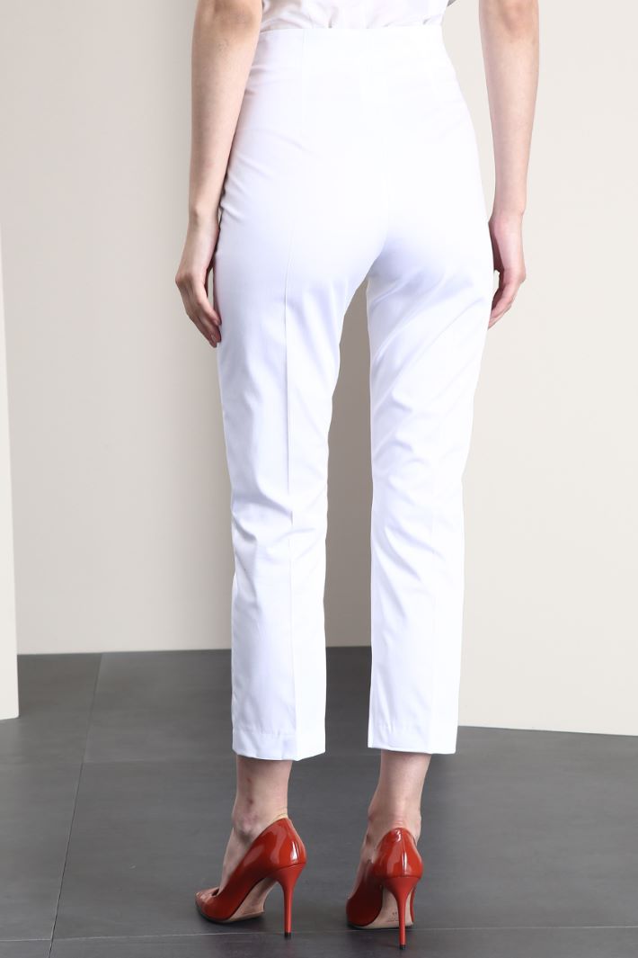 Cotton satin trousers - BIANCO - Fashion Market - 4