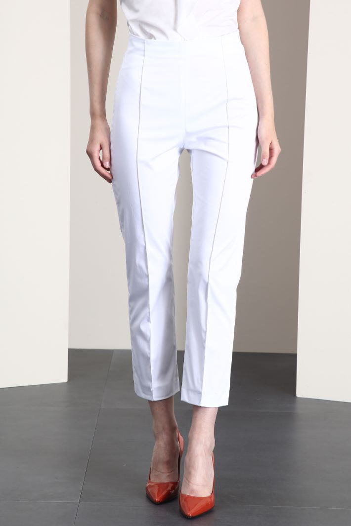 Cotton satin trousers - BIANCO - Fashion Market - 3