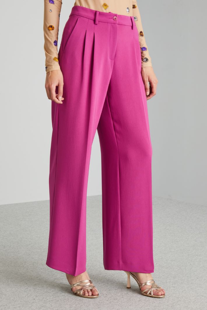 Pantaloni a palazzo in cady - CICLAMINO - Fashion Market - 4